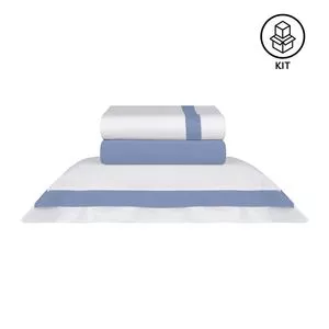 Jogo De Lençol Solteiro King St Germain 300 Fios<BR>- Branco <BR>- 180x250Cm / 100x200x40Cm / 50x70Cm<BR>- Naturalle