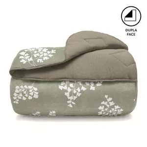 Edredom Solteiro Basic Estampado Avencas Olva<BR>- Multicolor<BR>- 150x220cm<BR>- Buettner