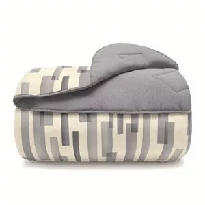 Edredom Casal Basic Estampado Natan Grafite<BR>- Cinza<BR>- 180x220cm<BR>- Buettner
