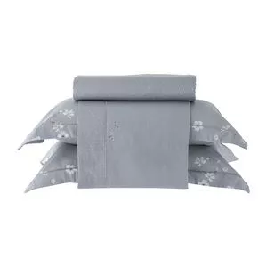 Jogo De Cama Lazio Algodão Egípcio 300 Fios Maju King Casa K<BR>- Cinza<BR>- 4Pçs<BR>- Casa K