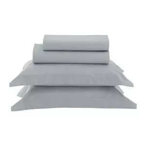 Jogo De Cama Vida Bela 200 Fios Algodão Egípcio<BR>- Cinza Escuro<BR>- 70x50Cm<BR>- Casa K