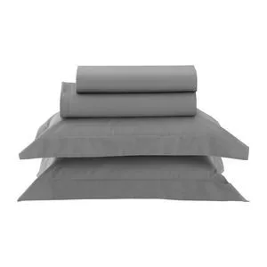 Jogo De Cama Vida Bela 200 Fios Algodão Fend Storm King<BR>- Cinza Escuro<BR>- 240x280cm<BR>- Casa K