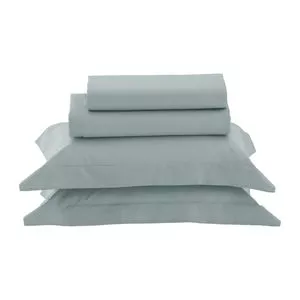 Jogo De Cama Vida Bela Algodão 200 Fios<BR>- Verde Água<BR>- King<BR>- Casa K