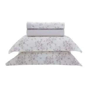 Jogo De Cama Vintage Algodão Egípcio King Lilith<BR>- Branco<BR>- 36x4,5x40cm<BR>- Casa K