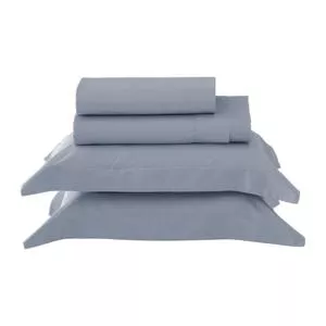 Jogo De Cama Satine Tinto King<BR>- Azul Claro<BR>- 35x40x4cm<BR>- Casa K