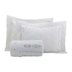 Cobreleito Vida Bela Algodão 200 Fios Estampado Mizzy<BR>- Off White<BR>- 260x280cm<BR>- Casa K