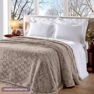 Manta Casal Vermont Microfibra Jacquard<BR>- Khaki<BR>- 220x240cm<BR>- Buettner