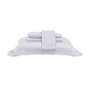 Jogo De Cama Percal Cristal Renascença Com Renda King Size<BR>- Branco<BR>- 4Pçs<BR>- 300 Fios