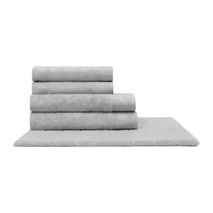 Jogo De Toalhas Banho Bambu Prata<BR>- Cinza<BR>- 86x160cm<BR>- 5 Peças<BR>- Buettner
