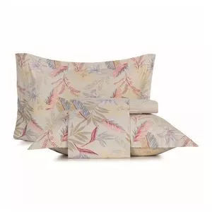 Jogo Cama Toque Acetinado Queen 4 Peças<BR>- Bege<BR>- 250x240cm / 158x198x38cm / 50x70cm<BR>- Altenburg