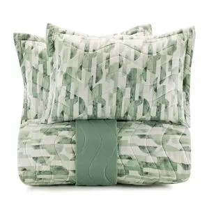 Jogo De Colcha Toque Acetinado Orbita King<BR>- Verde<BR>- 280x260cm<BR>- Altenburg