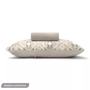 Jogo De Cama Basic Dados King Size<BR>- Bege Escuro & Bege<BR>- 3Pçs