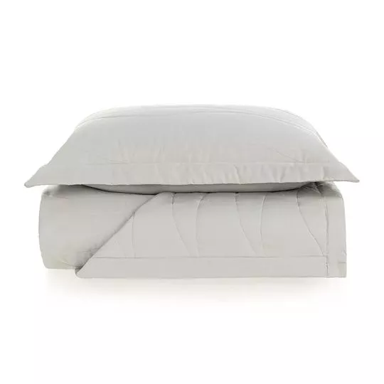 Jogo De Colcha Algodão Novara Solteiro- Cinza Claro -27x52,5x67cm- Trussardi