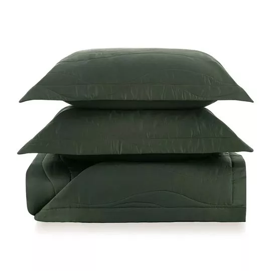 Jogo De Colcha Algodão Novara King- Verde- 53x14x67cm- Trussardi