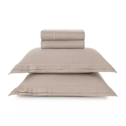 Jogo De Cama Doppio King Size- Marrom Claro- 4Pçs