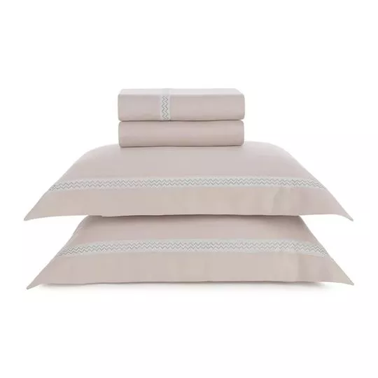 Jogo De Cama Algodão Morelli King- Bege - 280x280cm- Trussardi