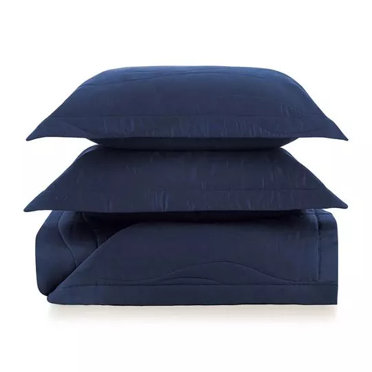 Jogo De Colcha Novara Algodão Queen- Azul- 53x14x67cm- Trussardi