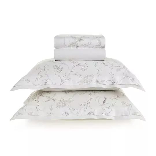 Jogo De Cama Algodão Olímpia Queen- Branco- 42x6x42cm- Trussardi