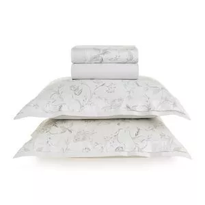Jogo De Cama King Algodão Olímpia<BR>- Branco<BR>- 42x6x42cm<BR>- Trussardi