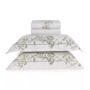 Jogo De Cama King Algodão Veritá<BR>- Branco<BR>- 42x6x42cm<BR>- Trussardi