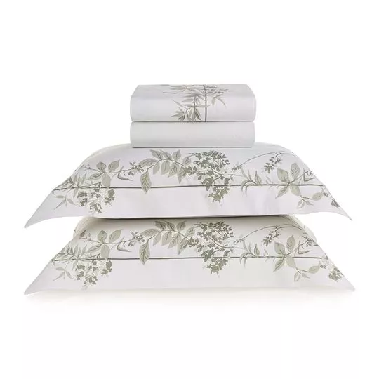 Jogo De Cama King Algodão Veritá- Branco- 42x6x42cm- Trussardi