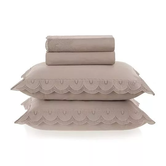 Jogo De Cama Coliseu Algodão King- Bege- 10x44x44cm- Trussardi