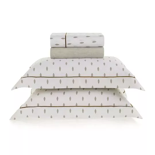 Jogo De Cama La Palma Algodão 200 Fios Queen- Branco- 10x44x44cm- Trussardi