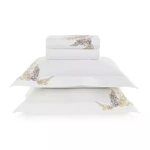 Jogo De Cama King Margutta Algodão 300 Fios<BR>- Branco<BR>- 10x44x44cm<BR>- Trussardi