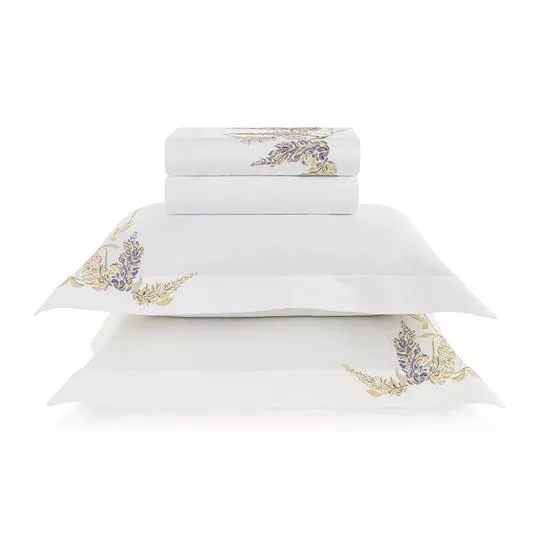 Jogo De Cama King Margutta Algodão 300 Fios- Branco- 10x44x44cm- Trussardi