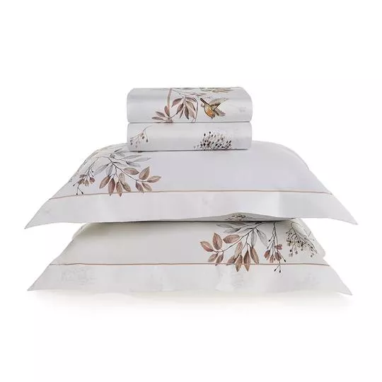 Jogo De Cama Savello Algodão 300 Fios Queen- Branco- 10x44x44cm- Trussardi