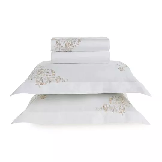 Jogo De Cama Anicia Algodão Queen- Branco- 10x44x44cm- Trussardi