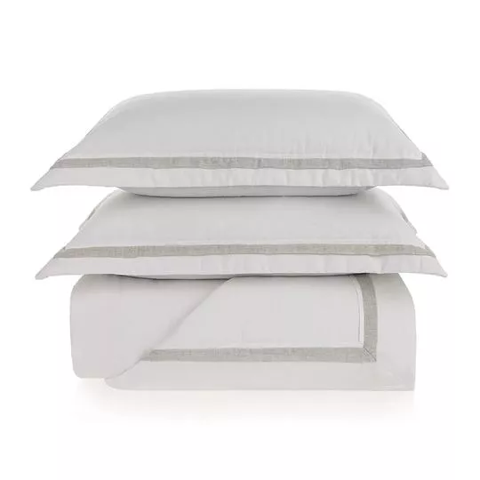 Jogo De Colcha Linho E Algodão Parione King- Branco- 27x52,5x67cm- Trussardi