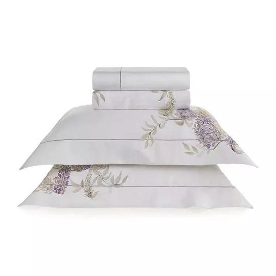 Jogo De Cama Algodão Trastevere Queen- Branco- 10x44x44cm- Trussardi