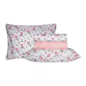 Jogo De Lençol Queen Misto Catarina Realce Premium<BR>- Rosa<BR>- 240x250cm<BR>- Sultan