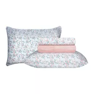 Jogo De Lençol Queen Misto Clarice Realce Premium Sultan<BR>- Rosa Claro<BR>- 240x250cm<BR>- Sultan