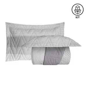 Kit Colcha King Oslo Sonhare Algodão Sultan<BR>- Cinza <BR>- 245x280cm