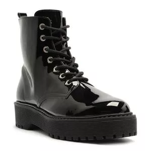 Bota Coturno Tratorada Envernizada<BR> - Preta<BR> - Anacapri