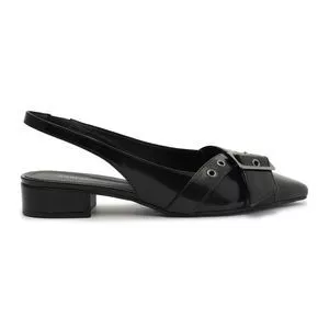 Scarpin Slingback Bico Fino Bloco<BR> - Preto<BR> - Anacapri