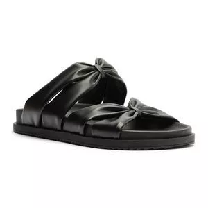 Sandália Rasteira Com Tiras E Nó<BR> - Preto<BR> - Anacapri