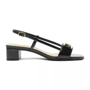 Sandália Bico Quadrado Salto Bloco<BR> - Preto<BR> - Anacapri