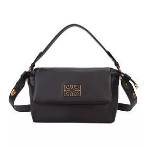 Bolsa De Ombro M Calf Estruturada Flap<BR>- Preto<BR>- Degalls