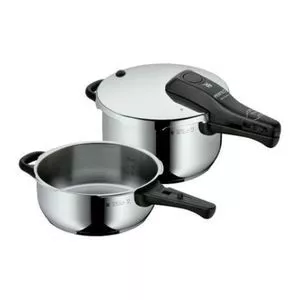 Jogo De Panelas De Pressão Perfect<BR>- Inox & Preto<BR>- 2Pçs<BR>- Wmf