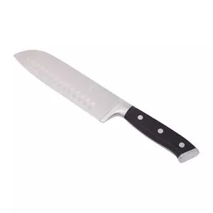 Faca Santoku Kenya<BR>- Inox & Preta<BR>- 29cm<BR>- Kenya