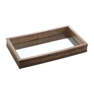 Bandeja<BR>- Espelhada & Marrom<BR>- 5x34x19,5cm<BR>- Wolff