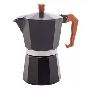 Cafeteira Italiana De Alumínio 6 Doses Com Cabo Em Plástico Preta Fosca 300Ml - Wolff
