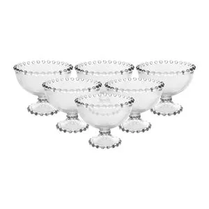 Conjunto 6 Taças Sobremesa Pearl Cristal Ecológico<BR>- Incolor<BR>- 8,5x11cm<BR>- Wolff