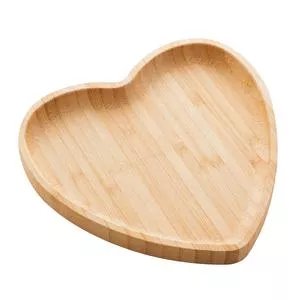Bandeja De Bambu Heart 12,5Cm X 12,5Cm X 1,5Cm<BR>- Natural<BR>- Lyor