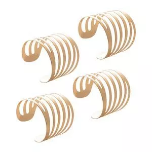Conjunto De Anéis Para Guardanapo Aço Curves<BR>- Dourado -<BR>4cm 4pçs Lyor