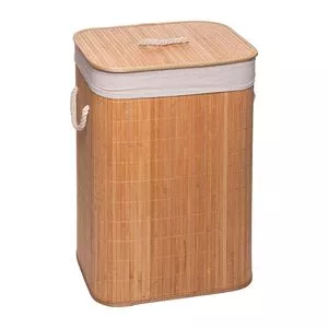 Cesto Para Lavanderia<BR>- Marrom Claro & Branco<BR>- 57x40x30cm