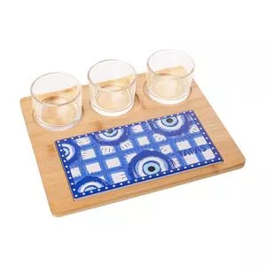 Jogo De Peças Para Servir Greek<BR>- Bege Claro & Azul Royal<BR>- 5Pçs<BR>- Lyor